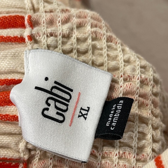 CABI Orange & Ivory Stripe Brunch Baby Doll Tank Top Style 6102 - Picture 4 of 7